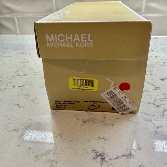 Michael Kors Women Sparkly Red Slippers with Leopard Print - Picture 7 of 7